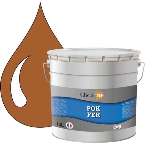 Peinture - POK - Glycérophtalique - 10L - Antirouille - Brun orangé (1/4)