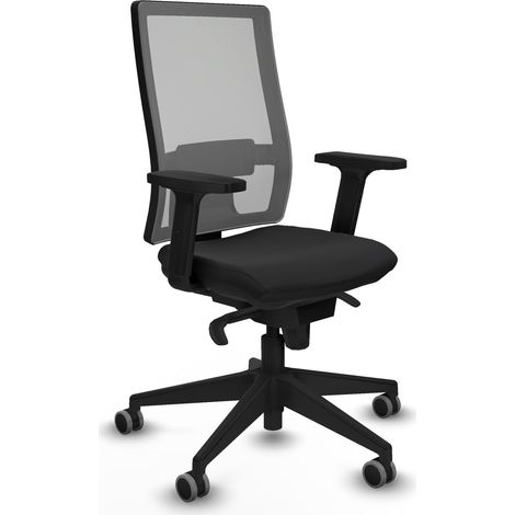 Horna sincro malla gris similpiel negro brazos 2D base piramidal  ruedas 65mm engomadas (1/5)
