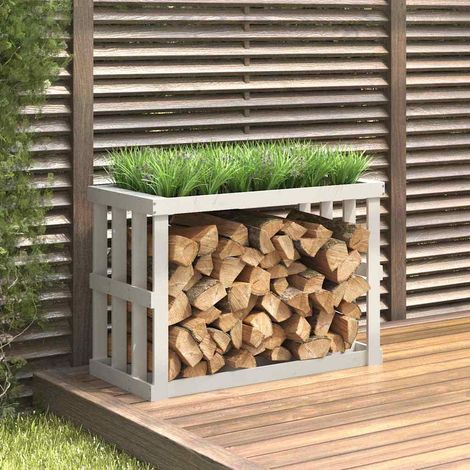 Porte-bûches extérieur-Portant de bois de chauffage-Meuble pour range bûches Blanc 108x52x74 cm Bois massif de pin 787886 (1/5)