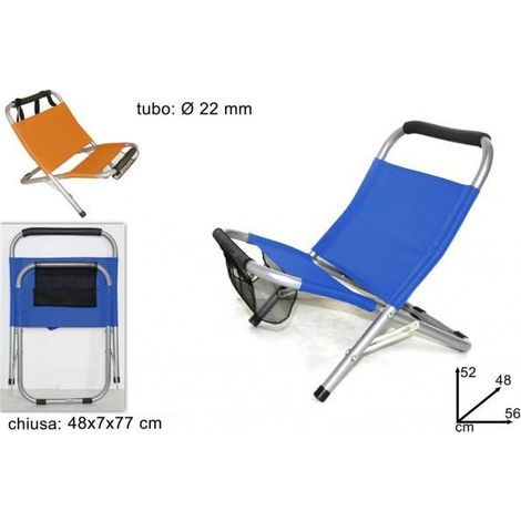 SPIAGGINA RICHIUDIBILE CON PORTA OGGETTI 56x48x52h cm -