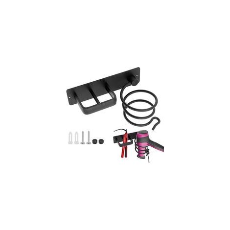 Support pour sèche-cheveux et lisseur, support mural avec range-câble intégré, étagère de rangement pour sèche-cheveux à fixer a (1/5)