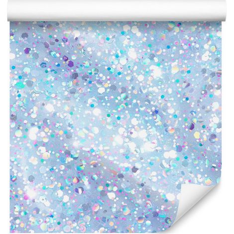 Papier peint à paillettes irisées azur, bleu et blanc 50x1000 cm (1/5)