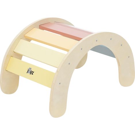 Joyz Arco de Escalada para Niños Multicoloro Balancín de Madera 74x41x38,5cm Juego de Trepa para Bebés a Partir de 1 año Tabla de Equilibrio Columpio de Interior Según Pikler y Juguetes Montessori