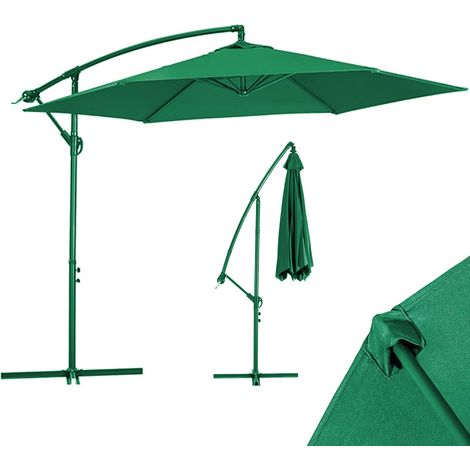 Ombrellone Giardino Decentrato 3x3Metri Full Verde Palo Metallo Gazebo Piscina (1/5)