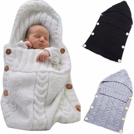Couverture pour nouveau-né, couverture tricotée pour enfant, sac de couchage pour poussette (1/5)