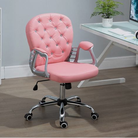 Sedia da ufficio ergonomica rosa in finta pelle OKWISH (1/5)