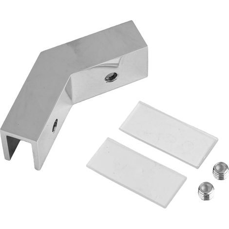 Support mural en laiton à 135 degrés pour porte de douche de 8 à 12 mm, finition polie dépolie, pour installation dans une cabine de douche ou sur un panneau de verre (chrome). (1/5)