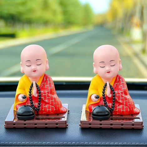 Statue Bouddha Rieur - À Énergie Solaire - Décoration Voiture Extérieure - 11 x 9 x 9 cm - 1 Pièce (1/5)