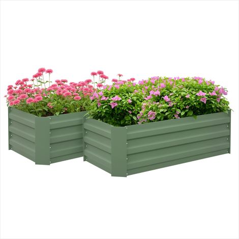 Porte-plantes Lot de 2 carrés potager en tôle d'acier ondulée (1/5)