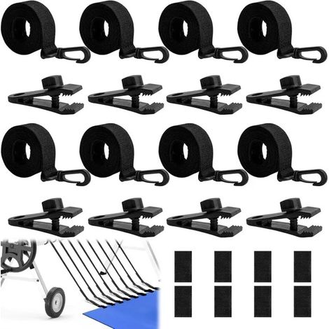 8 pièces - Système de store enrouleur pour piscine - sangles et pinces de fixation - Sangles de fixation adaptées aux liners de