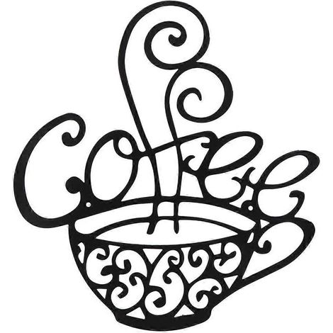 Wanddeko mit Kaffeetasse, Metall-Kaffeeschilder, Silhouette-Wandkunst-Skulptur für die Küche