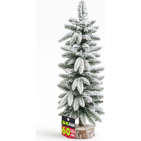 Albero di Natale Innevato 60cm con 36 Rami e Neve Effetto Realistico Base Tronco (1/4)