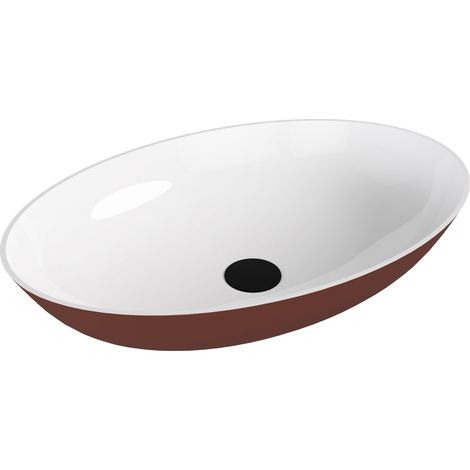 Vasque à poser BANERA OVAL, marbre coulé, 60x40cm, blanc/marron mat (1/4)