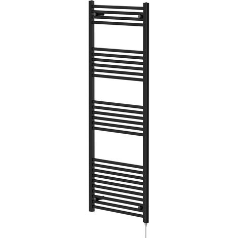 Colore Matt Black 1600mm x 600mm Straight Electric Heated Towel Rail (1/5)