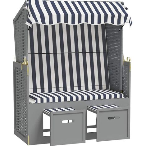 Maison Exclusive - Strandkorb mit Dach Poly Rattan und Massivholz (1/5)