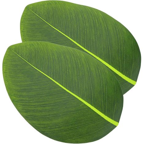 Dessous de table en forme de feuille verte pour isolation thermique, lot de 2, pour assiettes de bureau (1/5)