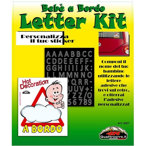 Kit Lettere Adesive Componibili Bebè a Bordo, Colore Nero (1/3)