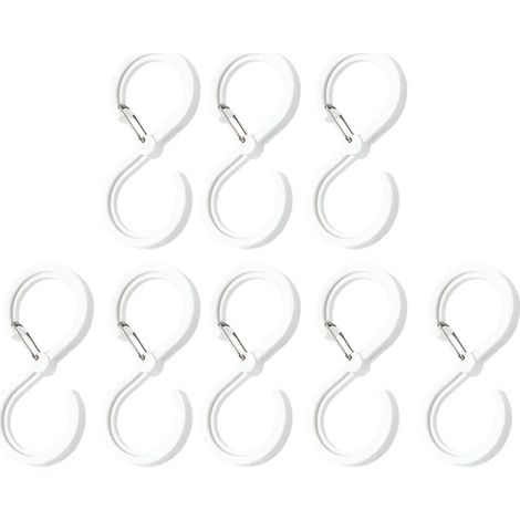 8 ganci riutilizzabili. Adatti all'uso quotidiano. Struttura in plastica stampata - specifica per armadi, robusta e durevole - bianca. (1/5)