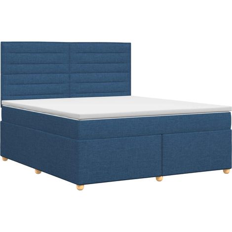 Letto box spring con materasso Blu 180 x 200 cm Tessuto vidaXL (1/5)