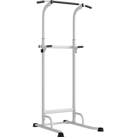 Stazione Fitness con Barre per Dip e Trazioni Altezza Regolabile 176,5-227 cm e Capacità 120 kg Bianco (1/5)