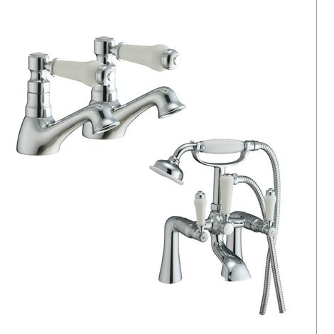 Imperior Traditional Chrome Basin Taps & Bath Shower Mixer Tap Set (1/3)