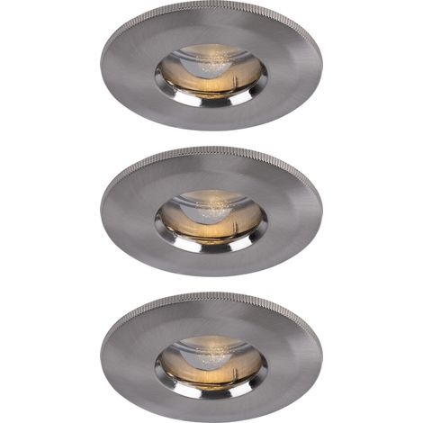 Paulmann – Lot de 3 spots LED encastrables IP65 – Aluminium zinc fer brossé – 4W blanc chaud 3000K – Pour salle de bain et espaces humides