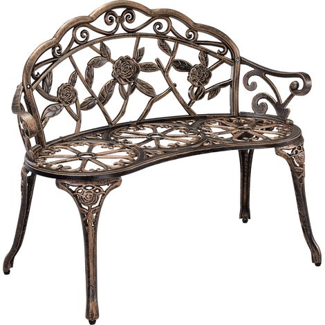 Panca da Giardino Monfalcone Panchina Decorativa con Motivi Floreali - Bronzo casa.pro