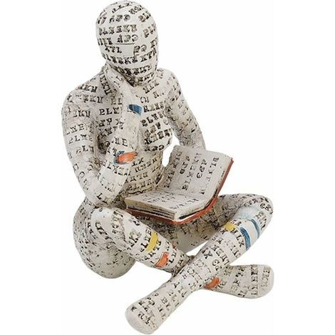 Sculpture de Figurine pour Étagère, 11 x 8 x 7 cm Abstraite Lecture Femme Lisant Sculpture de Statue Peinte à la Main, Artisanat Décoratif de Bureau Simple Bibliothèque Décoration Ornements D' (1/5)