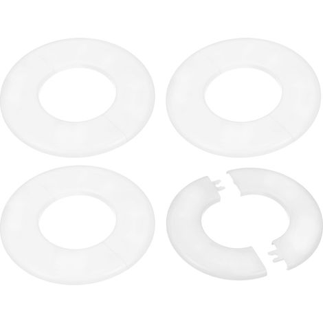Cache Mitigeur Douche, 4pcs Écussons en ABS Garniture Robinet Douche Muraux pour 64mm, Décoration Rosace Robinet Coffrage Caches Tuyaux d'Eau Chauffage Plomberie Mural, Blanc (1/5)