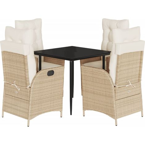 Maison Exclusive - Set comedor de jardín 5 pzas con cojines ratán (1/5)