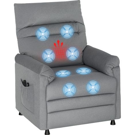Fauteuil inclinable, fauteuil TV avec fonction inclinable, chauffage lombaire, 2 télécommandes, port USB, moteur silencieux, gris (1/5)