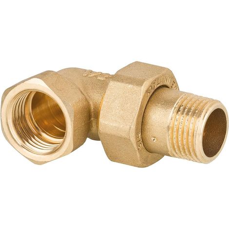 Effebi Winkel-Verschraubung 90 Grad 3-teilig, DN 15 1/2" AG/IG flachdichtend, Messing