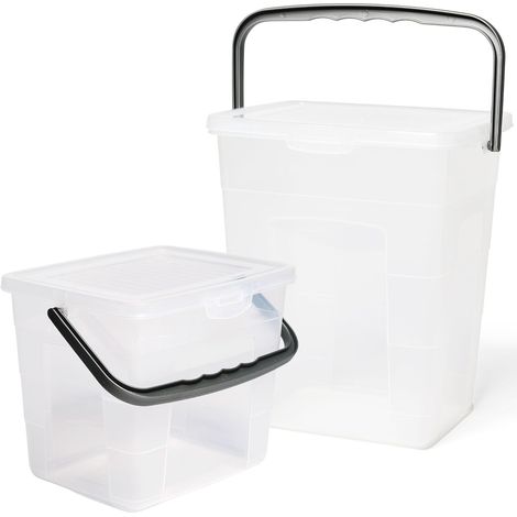 Novaliv Value Set Boîte à lessive avec couvercle 4 litres + 7 litres I Transparent I Boîte de rangement pour lessive en poudre avec poignée Stockage