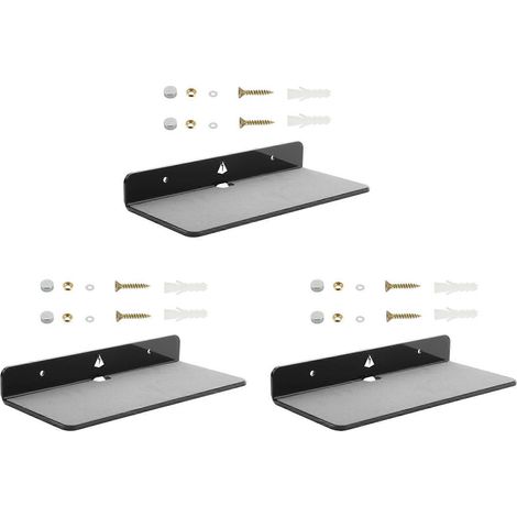 Lot de 3 mur Étagère haut-parleur Pied, Acrylic mur support de fixation affichage Étagère pour Bluetooth haut-parleur, Webcam, Cell Phones, Toy-noir (1/5)