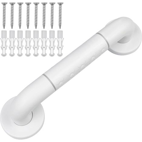 Barra de apoyo para inodoro de 30 cm, barra de apoyo antideslizante para ducha, asa de seguridad blanca para baño, inodoro y bañera. (1/5)