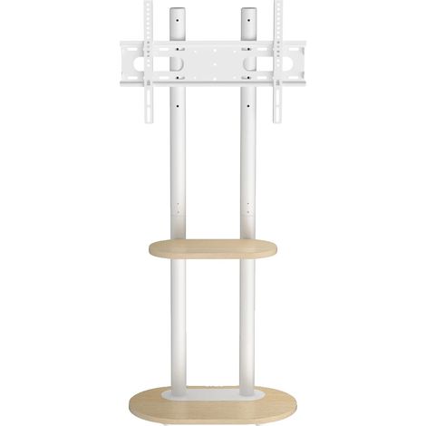Support de télévision sur pied, hauteur réglable, design mobile, BLANC (1/2)