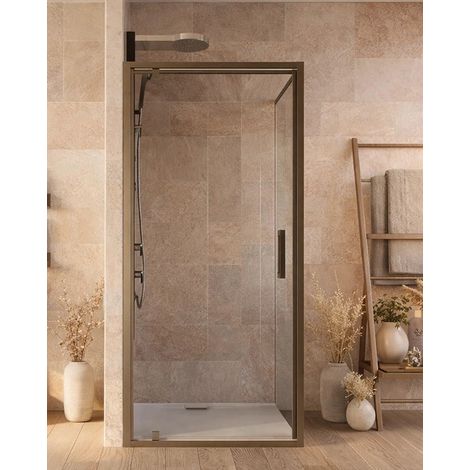 Box doccia 70x80 a battente Marsiglia reversibile trasparente H 195 cromo (1/5)