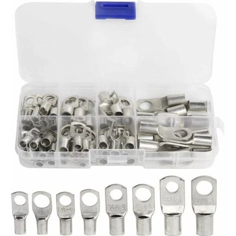 60 Pcs Electrical Lugs Tinned Copper Bolt Hole Crimp/Solder SC Connectors for 6m㎡ 8m㎡ 10m㎡ 16m㎡ 25m㎡ Cable