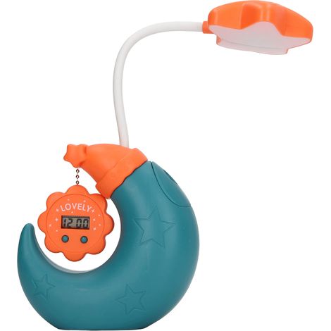 Lampe de table avec porte-stylo, fonction de chargement USB, protection des yeux, lampe de table LED pour enfants avec miroir et horloge électronique, de couleur verte. (1/5)