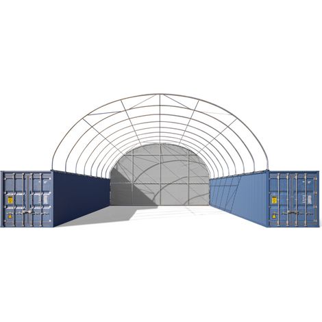 TOOLPORT Rückwand für Container Überdachung 10m Breite – PRIMEtex 2300 PVC Plane, grau (1/2)
