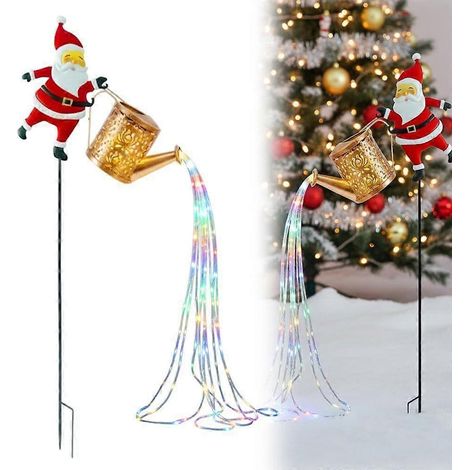 1 pièceBouilloire solaire lumineuse de Noël pour extérieur, étanche, arrosoir solaire Père Noël, guirlande lumineuse de Noël pour décoration de jardin (1/5)
