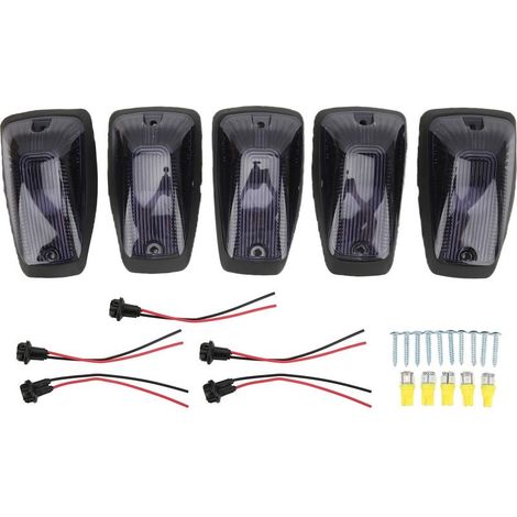 Qiilu Lumières de Toit de Cabine 5 Set Lumière de Toit de Voiture 12V LED Lumières de Dégagement de Toit Universelles Feux de Gabarit de Dégagement Supérieurs SUV Pickup Truck Top Light Cab Dome Light (1/5)