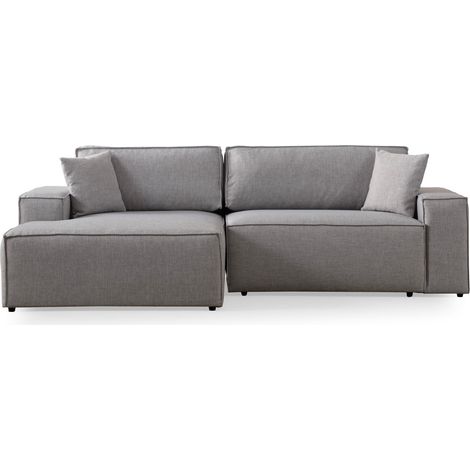Canapé d'angle moderne convertible avec rangement Morea 260cm angle gauche-Gris-angle gauche (1/5)