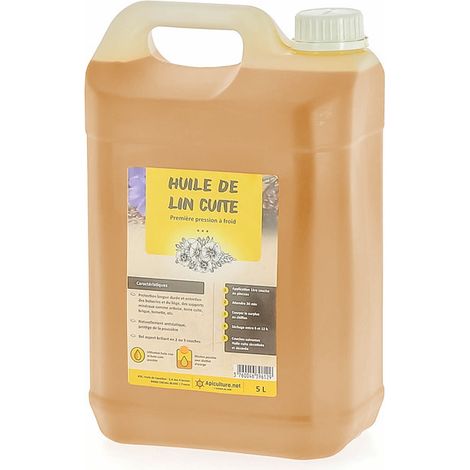 Huile de lin cuite 5L – Protection bois de ruche – Hydrofuge et antistatique – Application facile en multicouches – Apiculture.Net