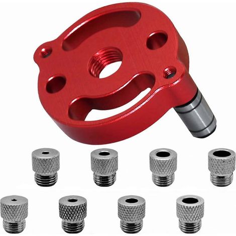 Kit de gabarit de perçage vertical autocentrant pour tourillons, outil de positionnement et de guidage en alliage pour le travail du bois, destiné aux planches de meubles. (1/4)