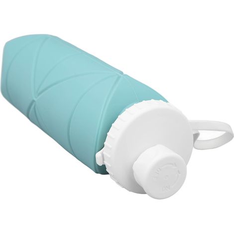 Zusammenfaltbare 600-ml-Wasserflasche aus lebensmittelechtem Silikon, auslaufsicher und leicht, ideal für Reisen, Fitnessstudio, Camping und Sport. Farbe: Eukalyptusgrün. (1/5)