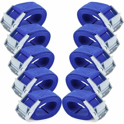 1M×2.5cm Tie Down Straps - 10pcs Ratchet Straps with Cam Buckle Adjustable Rustproof Alloy Quick Release Lashing Straps, Blue (1/5)