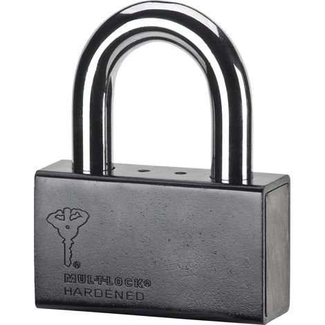 Mul-T-Lock Vorhangschloss Classic Pro 2945 Hängeschloss Schloss verschiedensperrend mit abnehmbarem Bügel, integriertem Zylinder, 2 Schlüsseln, Stahl, schwarz, Größe 16 (1/3)