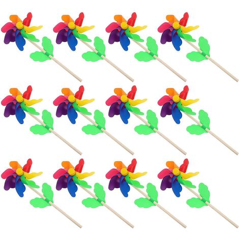 Moulin à vent arc-en-ciel pour jardin d'enfants, ensemble de 12 pièces (1/5)