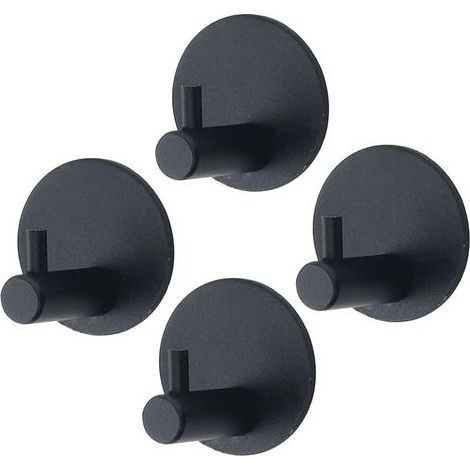 ZOLGINAH 4-pack de porte-serviettes crochetés en aluminium, collés sans perçage, adaptés aux salles de bains, toilettes, cuisines, bureaux, etc. (Crochet rond noir) (1/5)